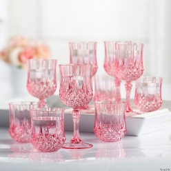 Pink Plastic Wine Glass Kit for 24